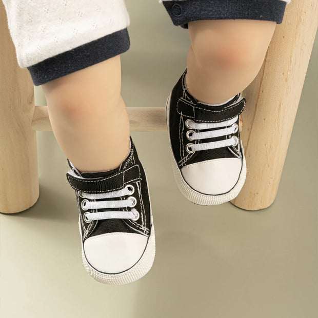 Checkered Soft Sole Baby Shoes – Lace-Up First Walkers for Infants (0–12 Months) First Walkers ZURRIES BILLINERY (PVT) LTD.