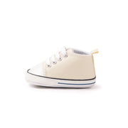 White high-top sneaker on a white background