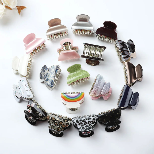 Collection of various hair clips on a white background