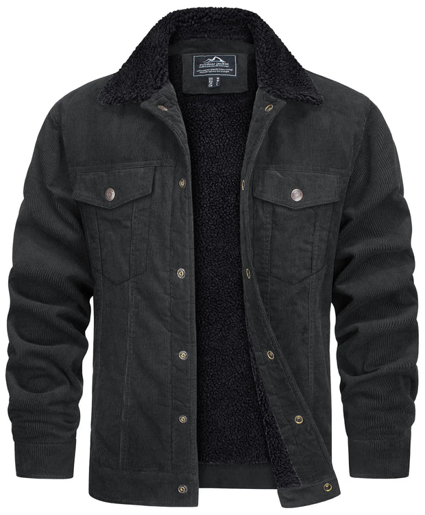Black jacket with sherpa lining on a white background