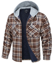 Plaid jacket with a hood on a white background