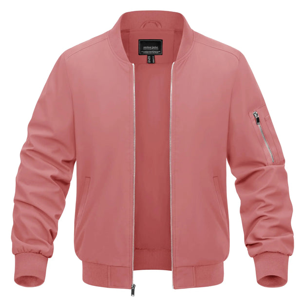 Pink bomber jacket on a white background