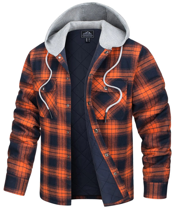Plaid jacket with gray hood on a white background