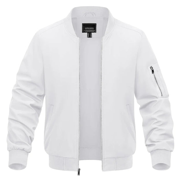 White bomber jacket on a white background
