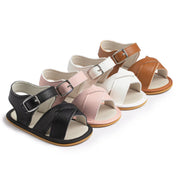 Flower Accent Baby Sandals – PU Leather Soft Sole Anti-Slip First Walkers (0–12 Months) Baby Sandals ZURRIES BILLINERY (PVT) LTD.