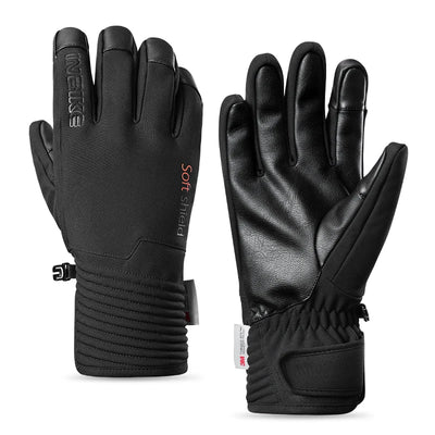 Black gloves with touch screen tips on a white background