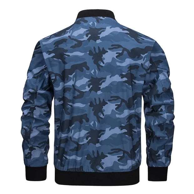 Blue camouflage jacket on a white background
