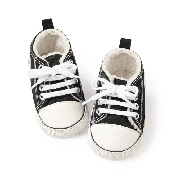 Checkered Soft Sole Baby Shoes – Lace-Up First Walkers for Infants (0–12 Months) First Walkers ZURRIES BILLINERY (PVT) LTD.