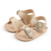 Flower Accent Baby Sandals – PU Leather Soft Sole Anti-Slip First Walkers (0–12 Months) Baby Sandals ZURRIES BILLINERY (PVT) LTD.