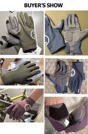 Collage of gloves in various colors and settings, with a brand logo visible.