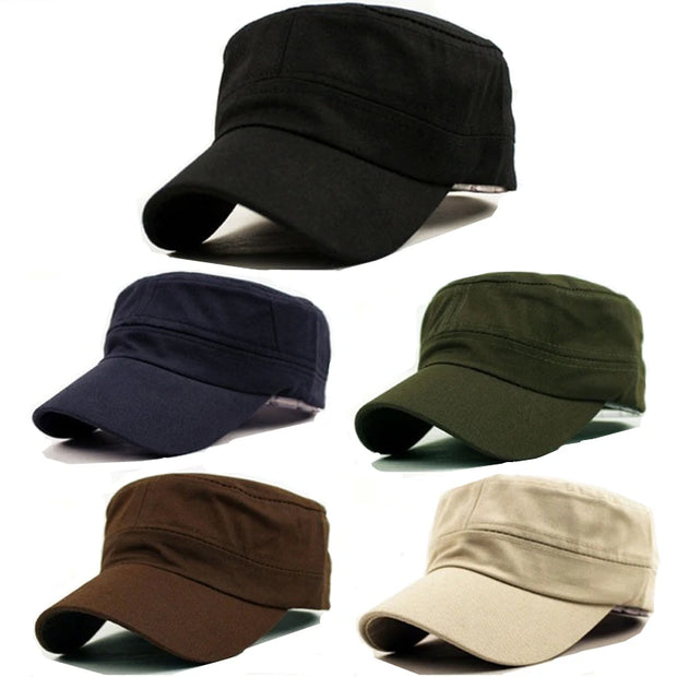 Set of five different colored caps on a white background