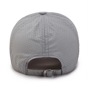 Gray baseball cap with a buckle on a white background
