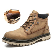 Brown boot with fur lining a white background