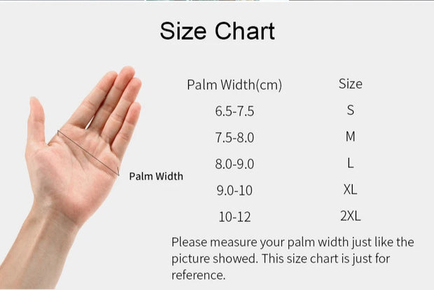 Size chart for gloves 