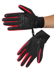 Black gloves with red accents on a white background