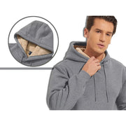 Gray hoodie with sherpa lining and drawstring