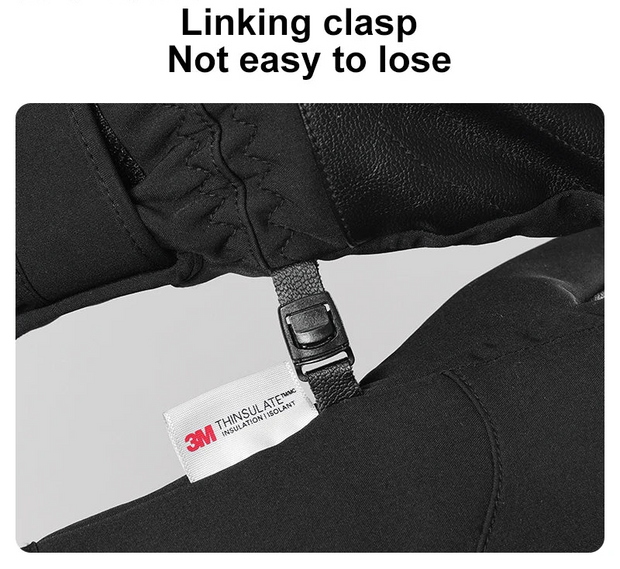 Black jacket with a linking clasp and 3M Thinsulate label on a white background