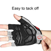 Half-finger glove with text 'Easy to tack off' on a white background