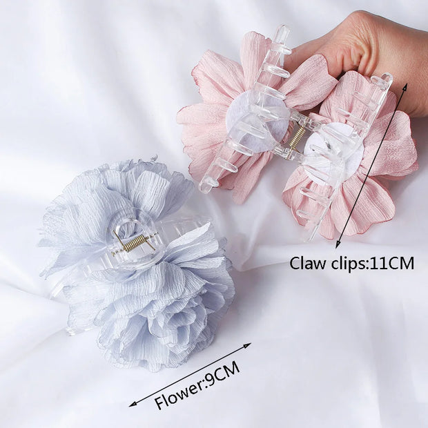 Soft Chiffon Flower Hair Claw Clip – Lightweight Floral Style for Women Hair Claw Clip ZURRIES BILLINERY (PVT) LTD.