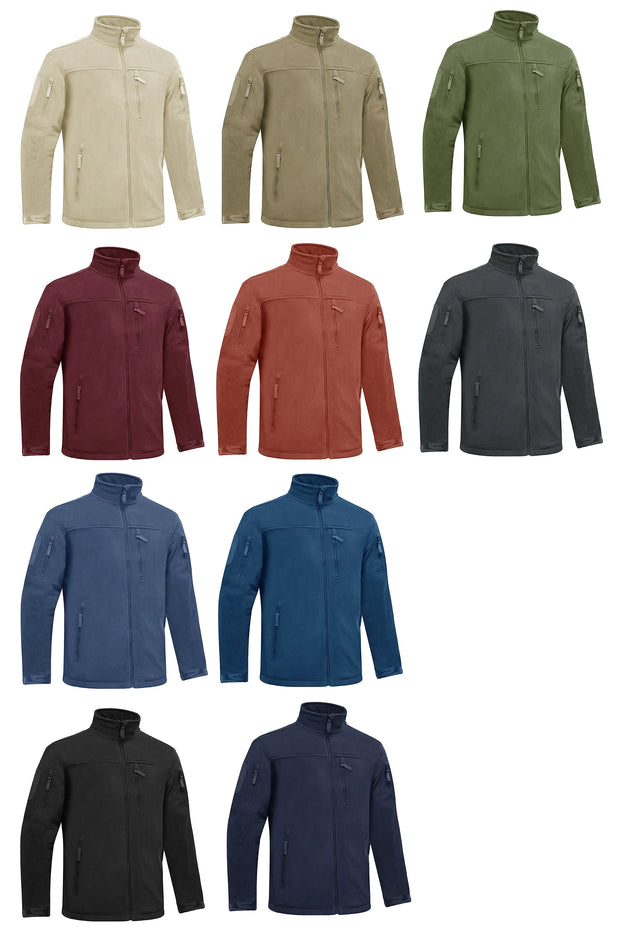 Collection of various jackets in different colors on a white background