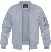 Light gray bomber jacket on a white background